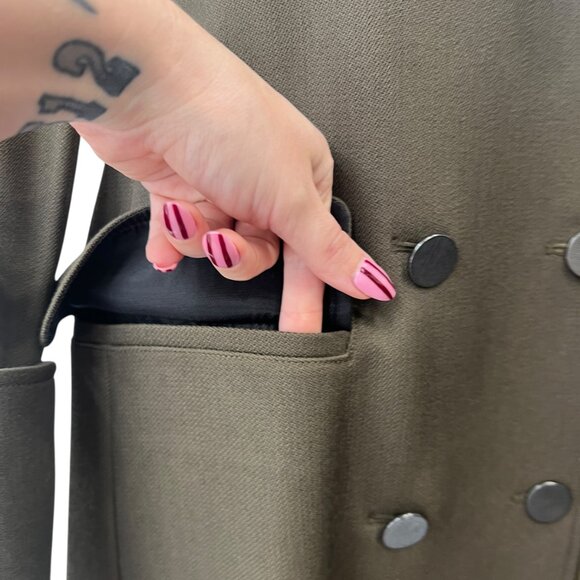 $1122 A.L.C. Olive Green Lisbon Trench Double Breasted Army Jacket size 4 - Picture 5 of 10